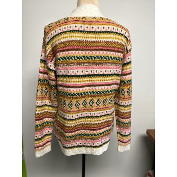 Talbots fair isle sweater Mock Neck Medium P Retro Ski Soft Fuzzy Cozy Preppy - Picture 5 of 12
